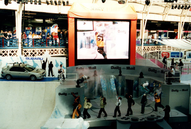 Large screen backdrop with performers